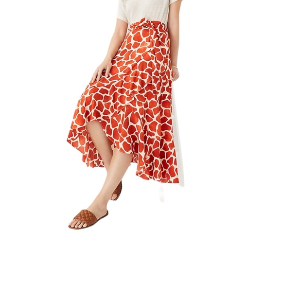 Ann Taylor Giraffe Print Flounce Wrap Maxi Skirt - Picture 2 of 10